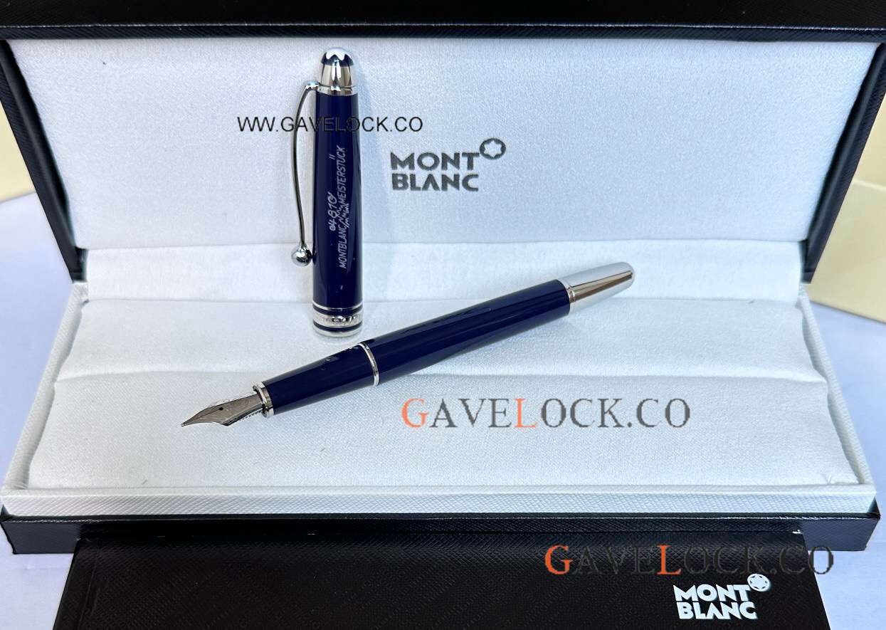 Fake Montblanc 100 Anniversary Edition Meisterstück Fountain 164 Blue Silver